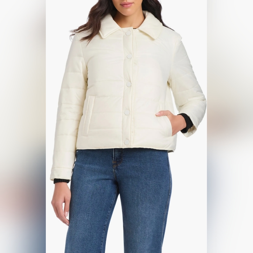 KATE SPADE NEW YORK CREAM QUILTED WATER RESISTANT JACKET XL